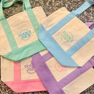 Trader Joe’s pastel mini totes full set new with tags